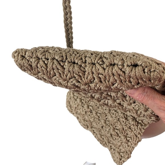 Marshall and Gilster Crochet Works Crossbody Bag Tan Crocheted  Braided Strap - Picture 8 of 8